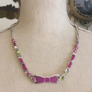 Vera Bradley enamel bow braided chain necklace